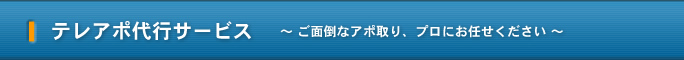 テレアポ代行サービス ～ ご面倒なアポ取り、プロにお任せください ～